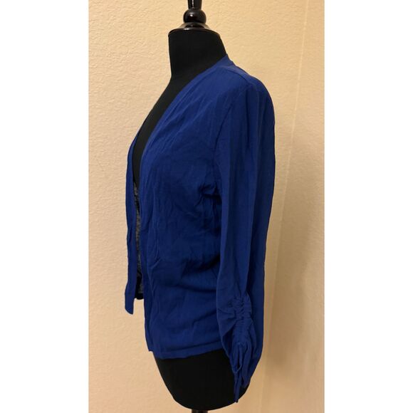 Chico's Royal Blue Cardigan Tie Gathered Sleeves - Sz 1 (M/8) - Picture 2 of 10
